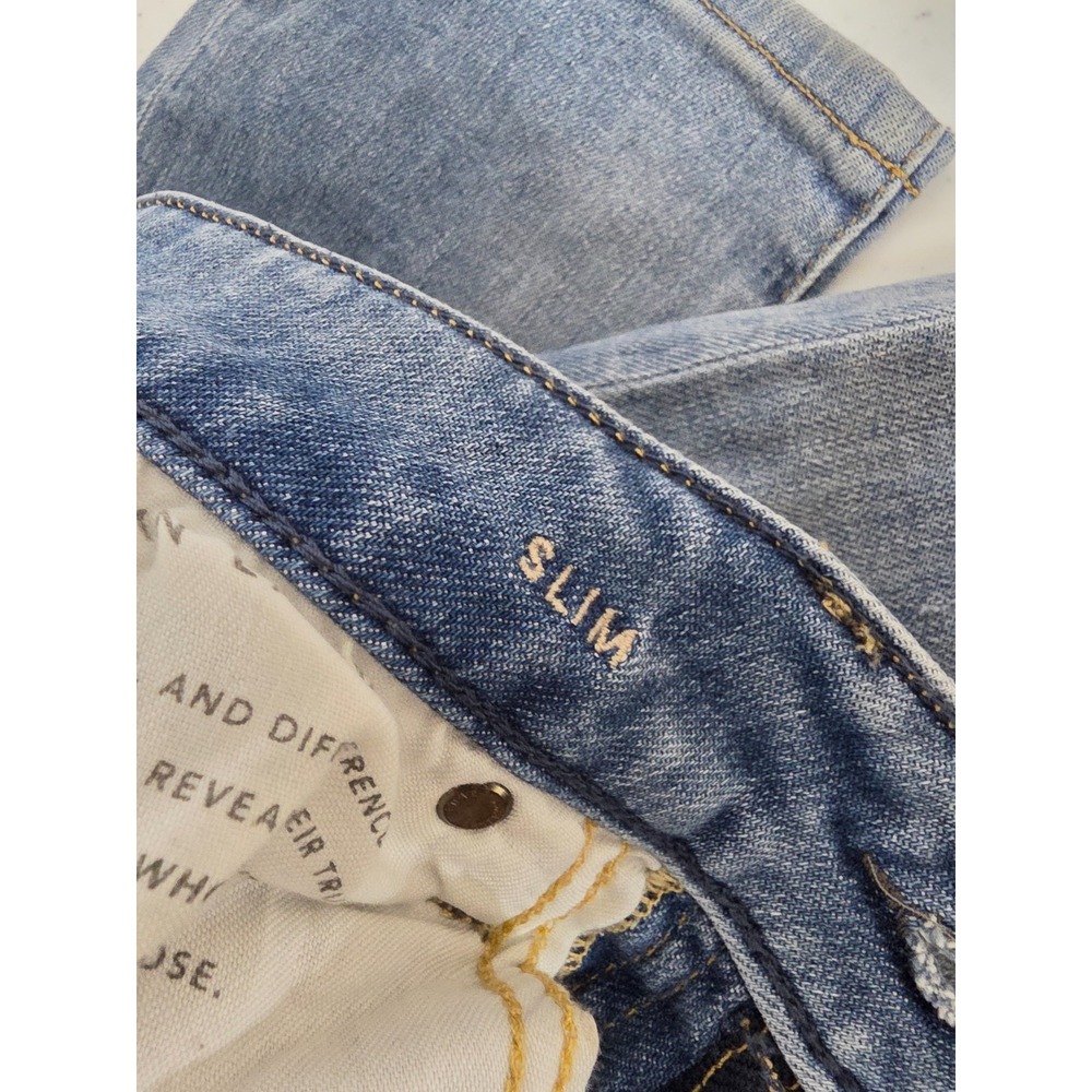 American Eagle Jeans Mens 30x32 Blue Slim Skinny Leg Medium Wash Distressed - Picture 14 of 16